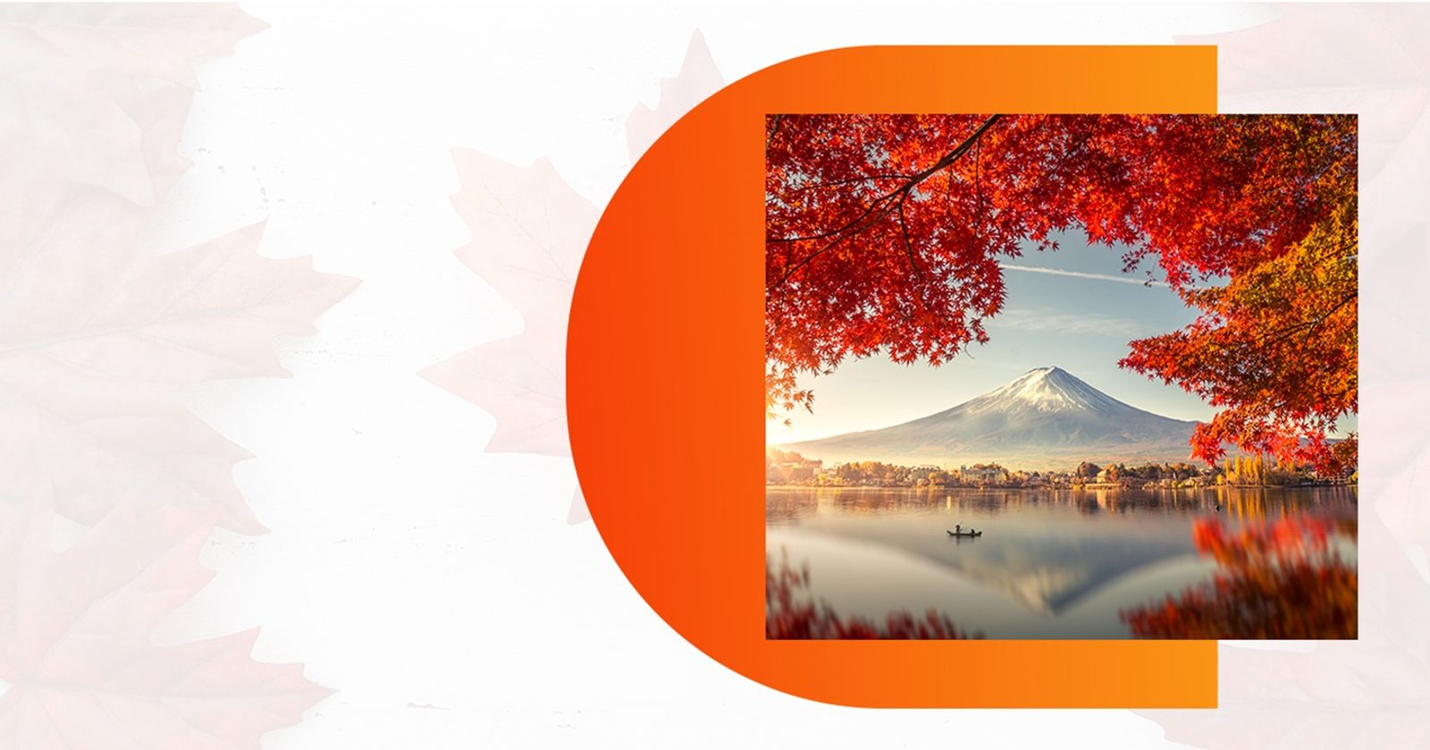 Beautiful autumn landscape with maple leaves